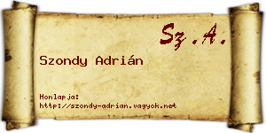 Szondy Adrián névjegykártya